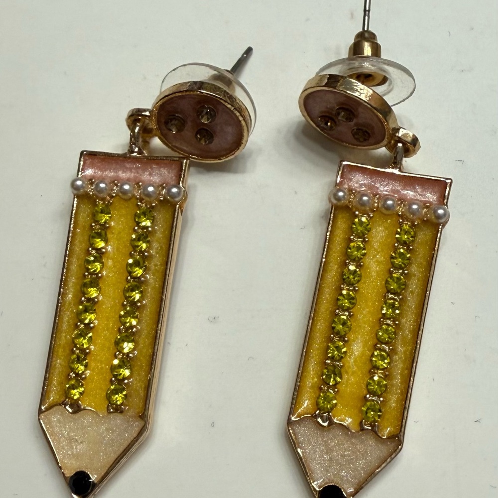 Yellow and Gold Pencil Earrings